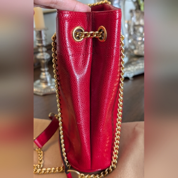 Nina Ricci‎ Paris calf Skin Leather Bag with Gold Chain - Picture 4 of 11